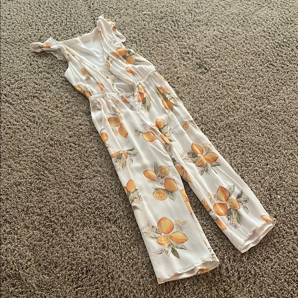 White and Orange Floral Jumpsuit